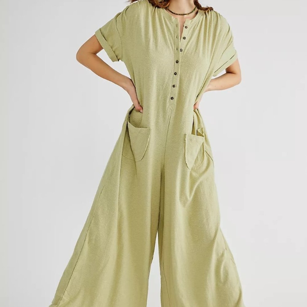 Free People My go-to Jumpsuit Sage Green Small